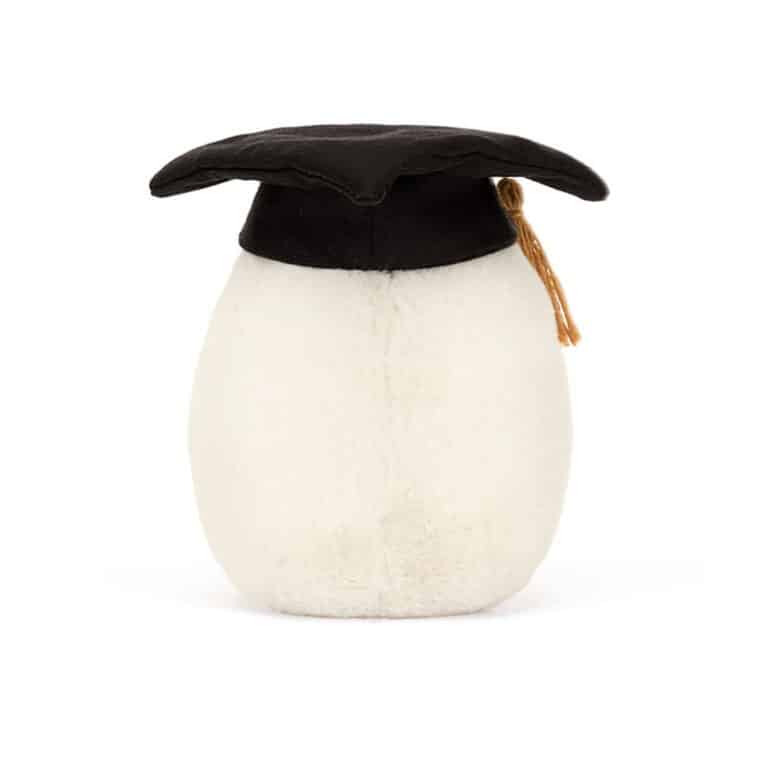 doudou amuseable oeuf diplômé jellycat vue de derrière sur fond blanc