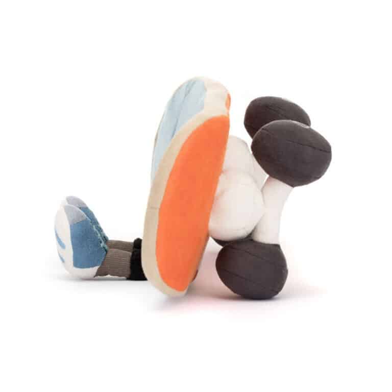 doudou amuseable planche de skateboard jellycat vue de côté sur fond blanc