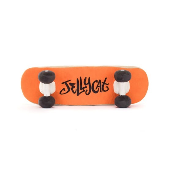 doudou amuseable planche de skateboard jellycat vue de derrière sur fond blanc