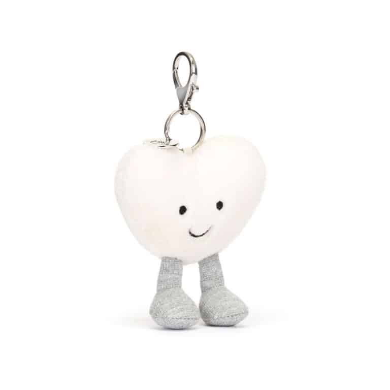 porte clé coeur crème jellycat sur fond blanc