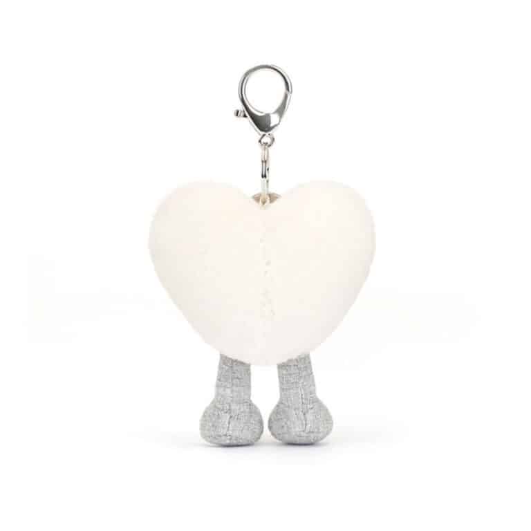 porte clé coeur crème jellycat vue de derrière sur fond blanc