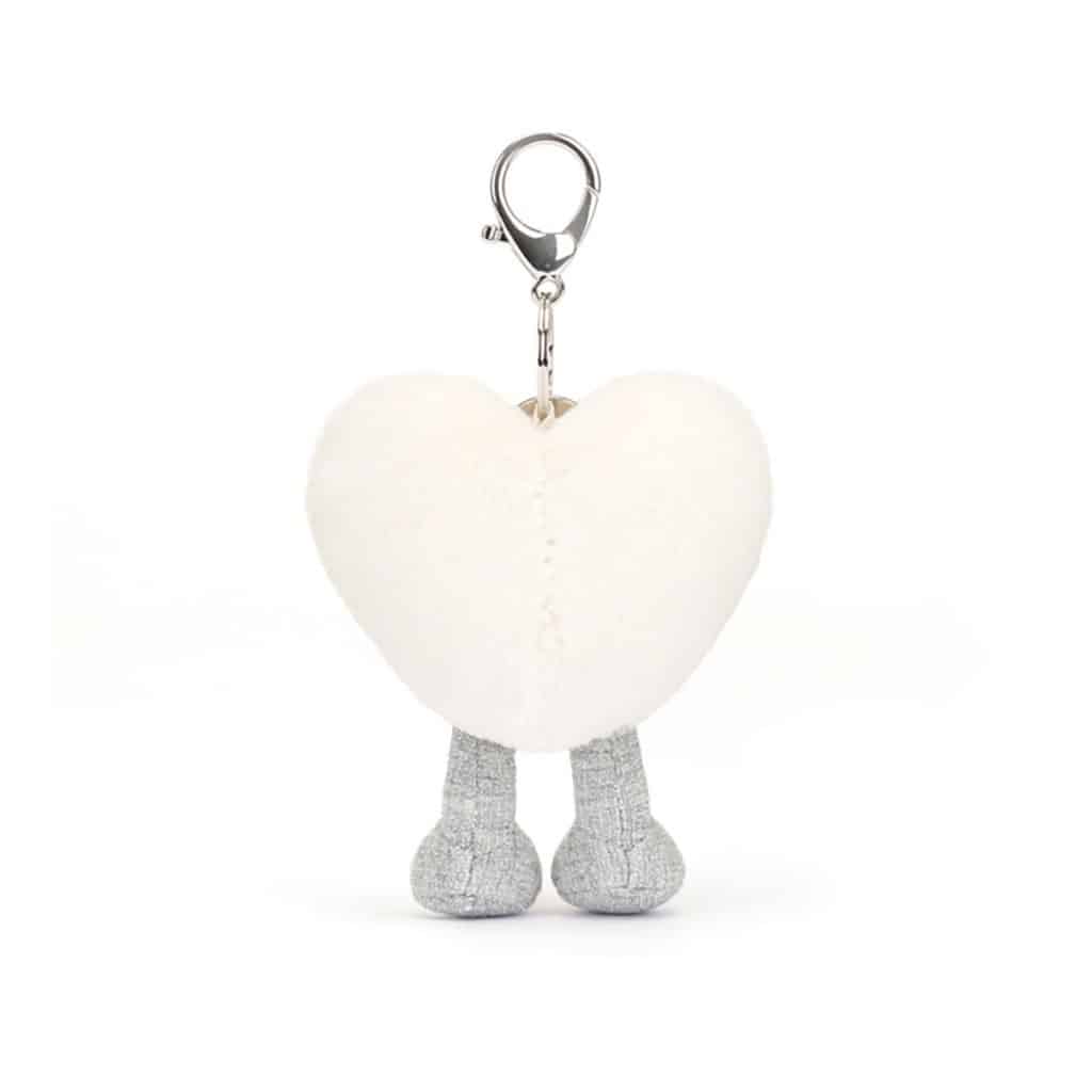 porte clé coeur crème jellycat vue de derrière sur fond blanc