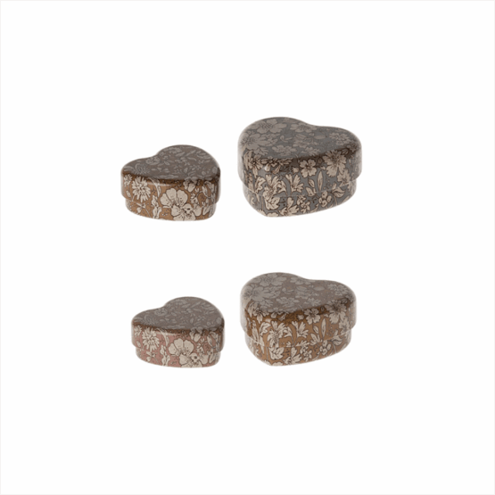 Lot De 2 Boîtes A Dents Fleuries - En Forme de Cœur - Maileg