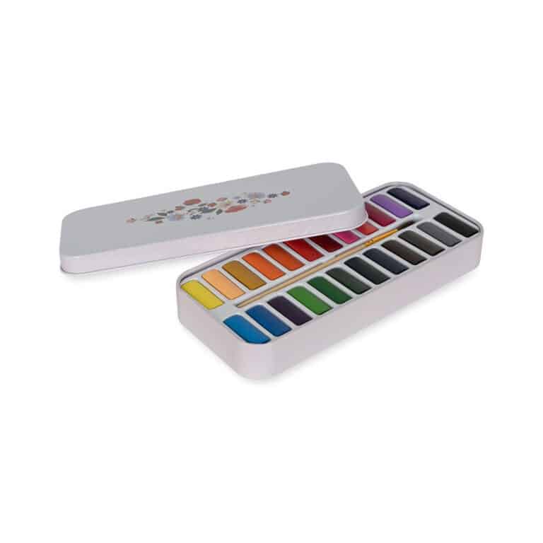 palette d'aquarelle fleurs konges-slojd sur fond blanc