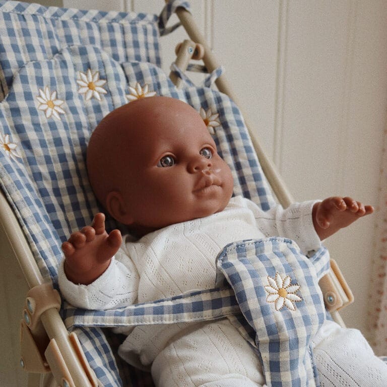 Poussette poupée vichy bleu konges slojd