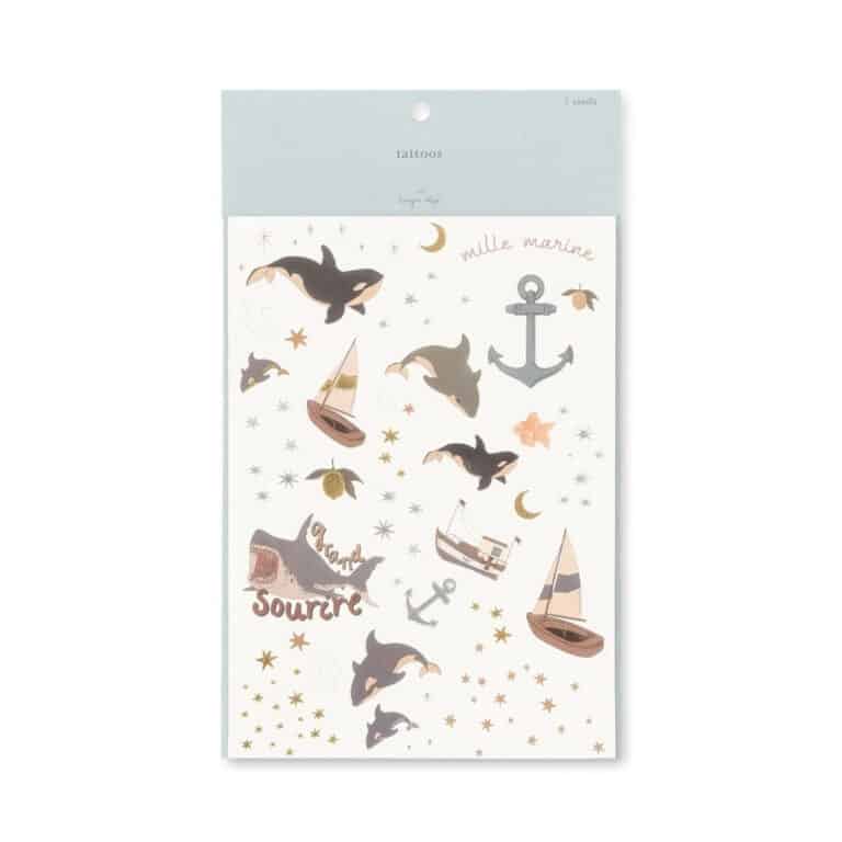 2 planches de tatouages animaux et mer konges-slojd photo bloc sur fond blanc