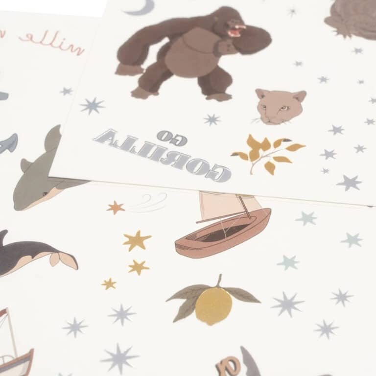 2 planches de tatouages animaux et mer konges-slojd détail planche sur fond blanc