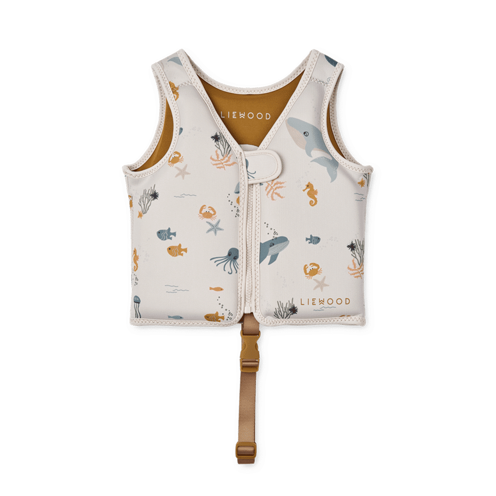 gilet de natation animaux marins liewood sur fond blanc