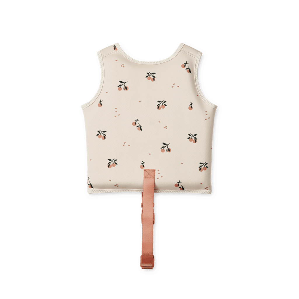 gilet de natation pêches liewood vue de derrière sur fond blanc