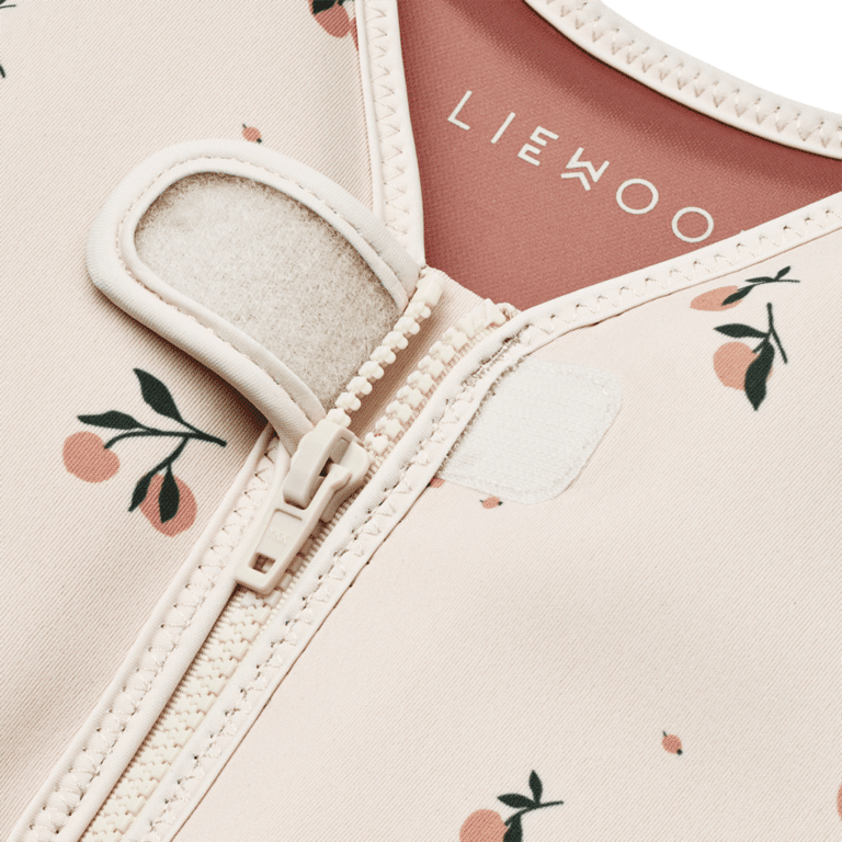 gilet de natation pêches liewood détail fermeture éclair