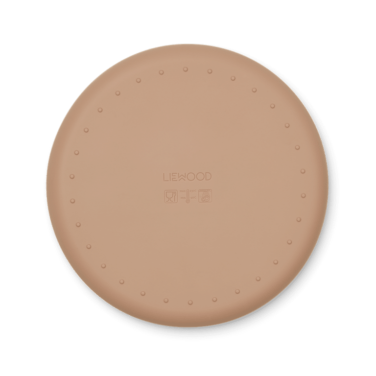 grande assiette en silicone vieux rose liewood vue de derrière sur fond blanc