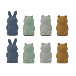 lot de 8 marionnettes de doigts bleu multi mix liewood sur fond blanc