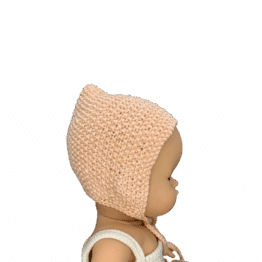 béguin en tricot rose pêche minikane