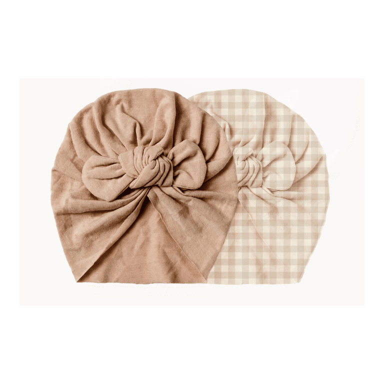 Lot de 2 turbans vichy et cacahuète mrs ertha