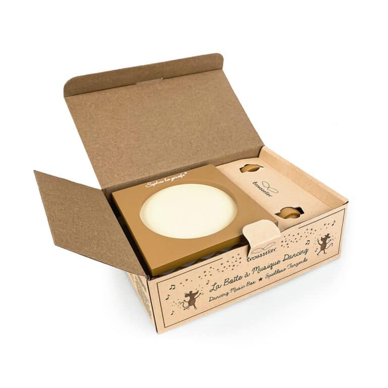 boîte musique dancing sophie la gifare fond blanc packaging ouvert