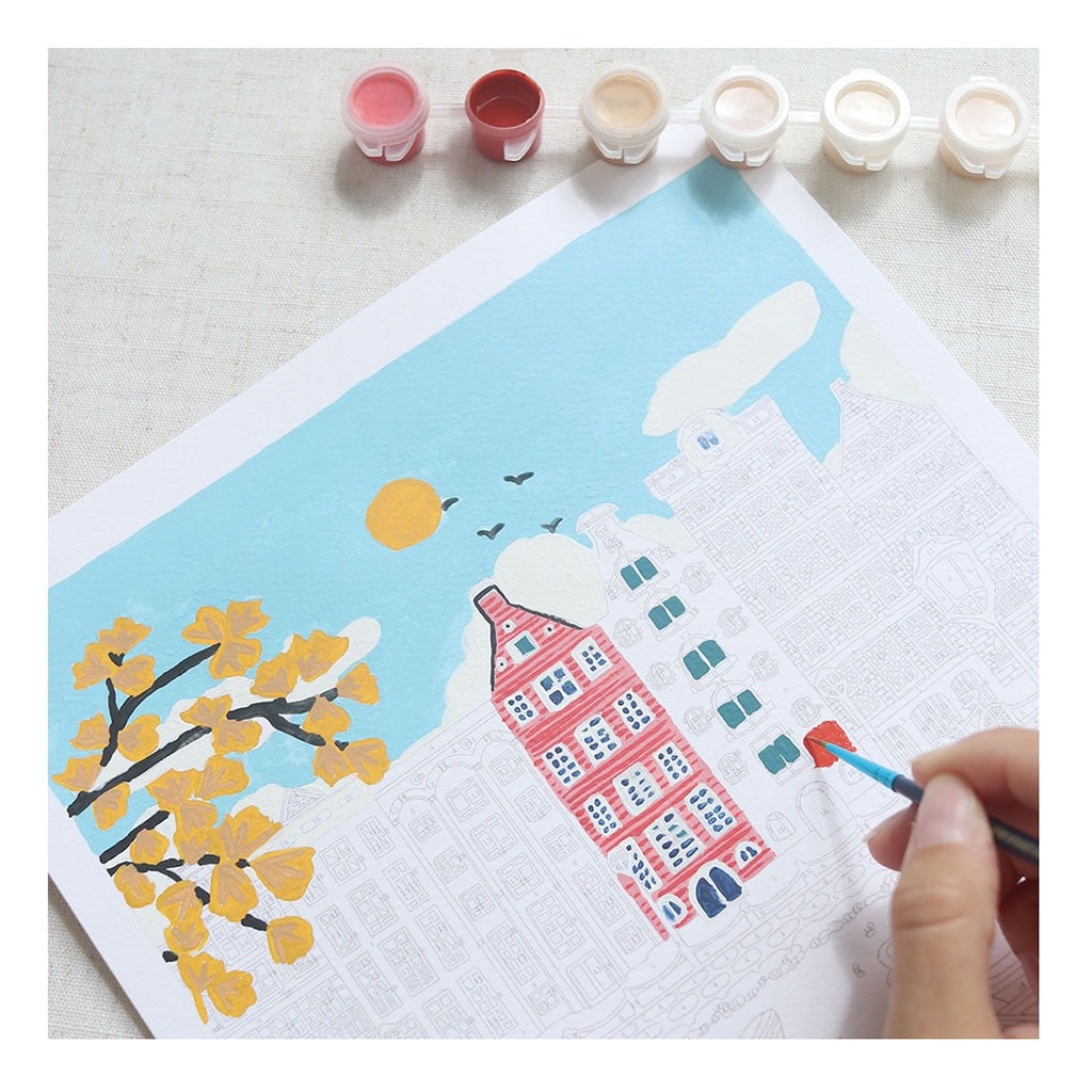 kit de peinture au numéro amsterdam a petite épicerie détail peinture