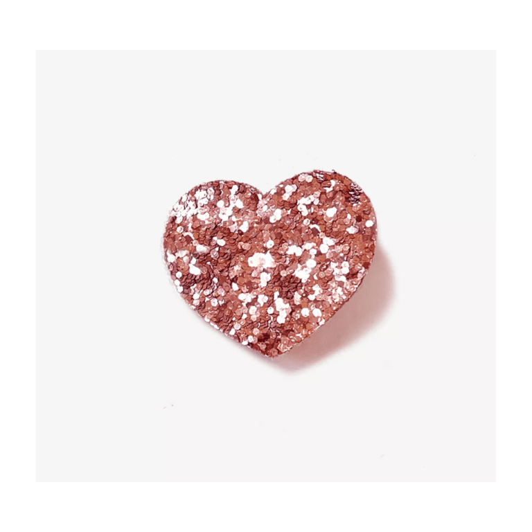 Broche coeur pailleté rose barnabé aime le café