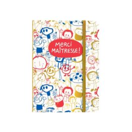 Carnet élastique merci maîtresse cartes d'art