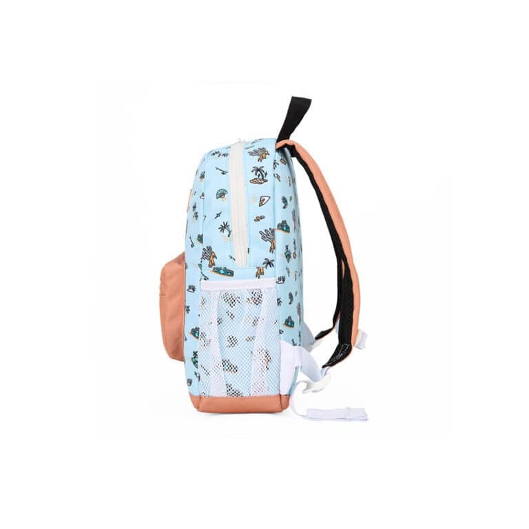 un sac à dos Blue Island, vue de côté sur fond blanc