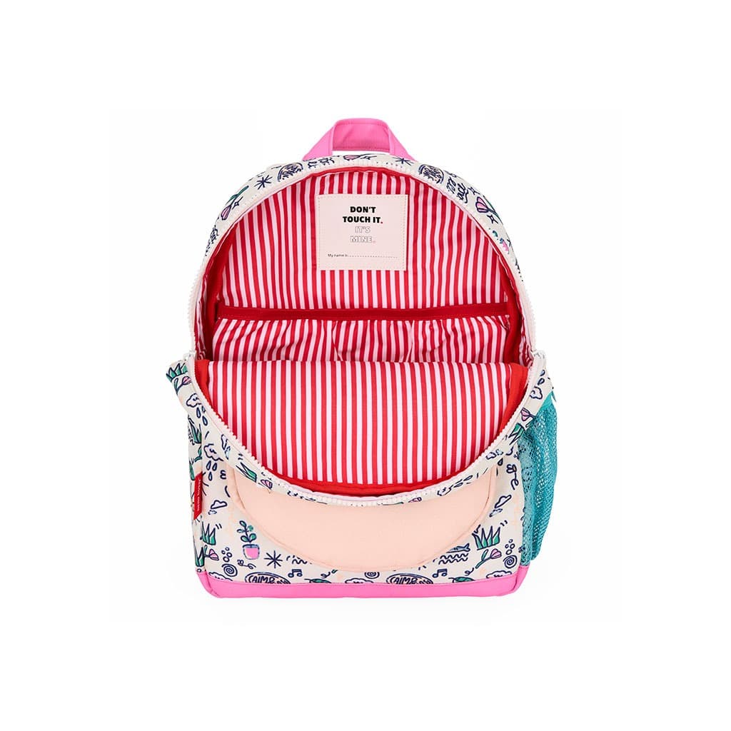 un sac à dos Playground, vue de face, ouvert, sur fond blanc