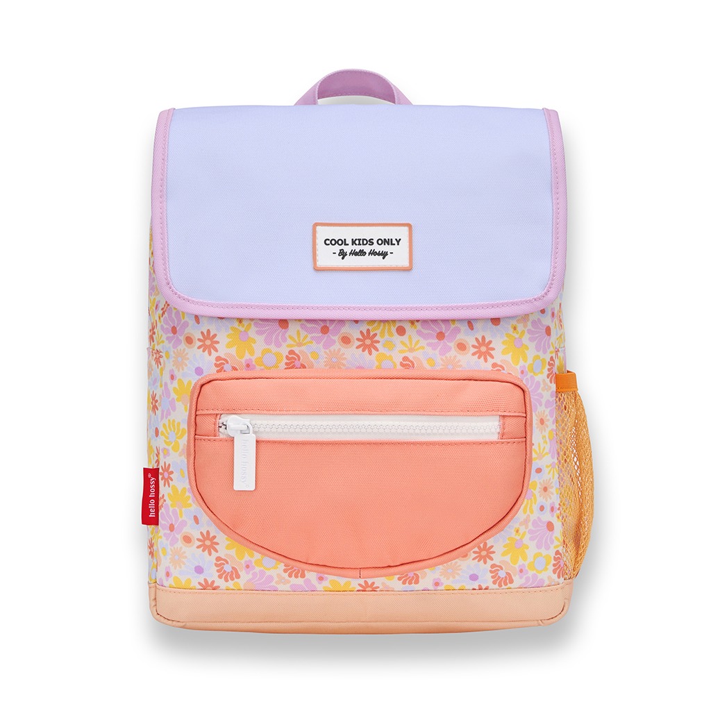 sac à dos retro flowers hello hossy sur fond blanc