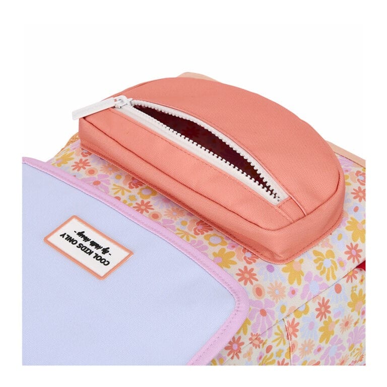 sac à dos retro flowers hello hossy détail poche sur fond blanc