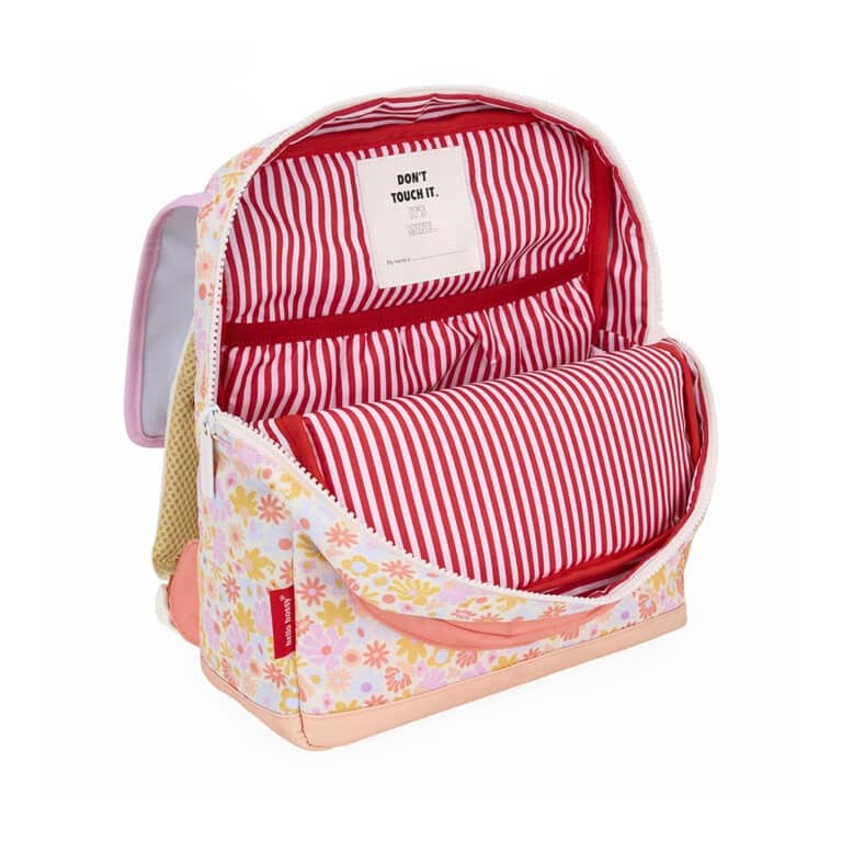 sac à dos retro flowers hello hossy détail intérieur sur fond blanc