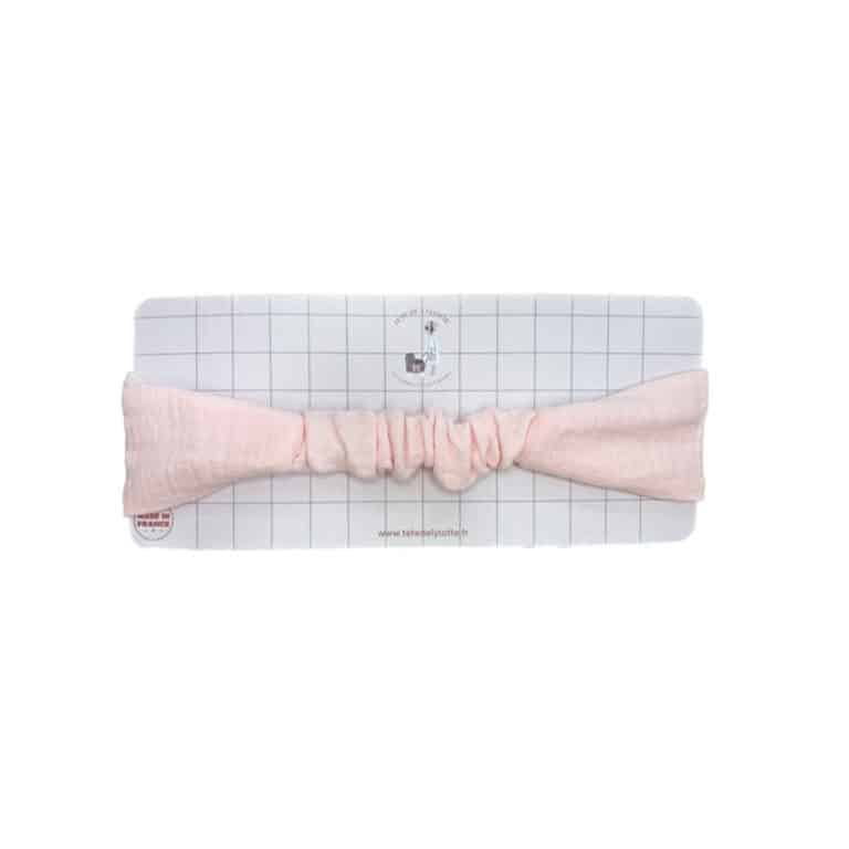 bandeau à nouer gaze de coton rose tête de lylotte