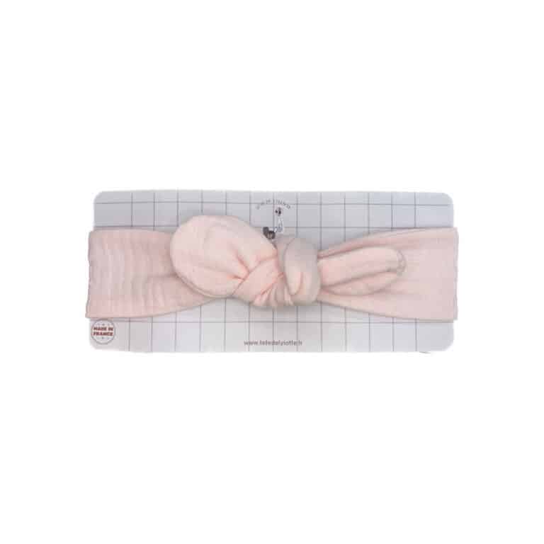 bandeau à nouer gaze de coton rose tête de lylotte