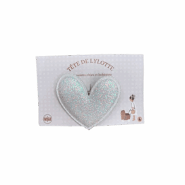 Barrette coeur glitter blanc tête lylotte