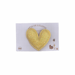 Barrette jaune coeur glitter tête de lylotte
