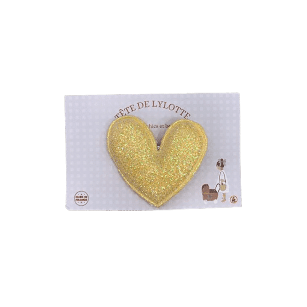 Barrette jaune coeur glitter tête de lylotte