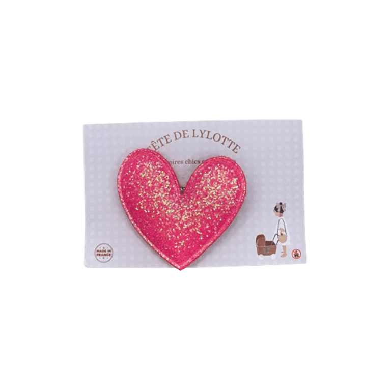 Barrette coeur glitter rose tête de lylotte