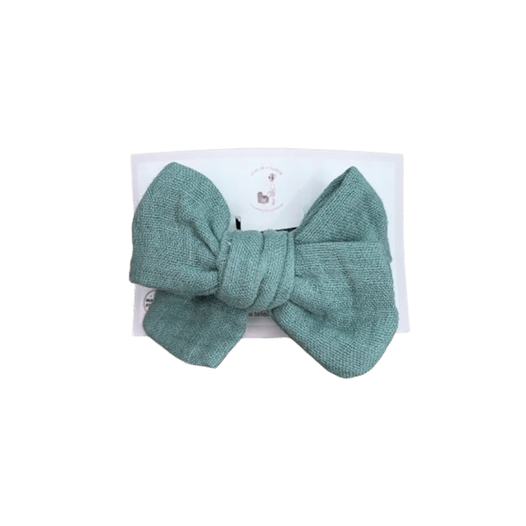 Barrette maxi noué vert sauge tête de lylotte