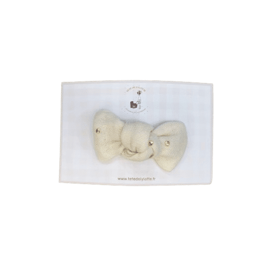 Barrette mini noué écru tête de lylotte