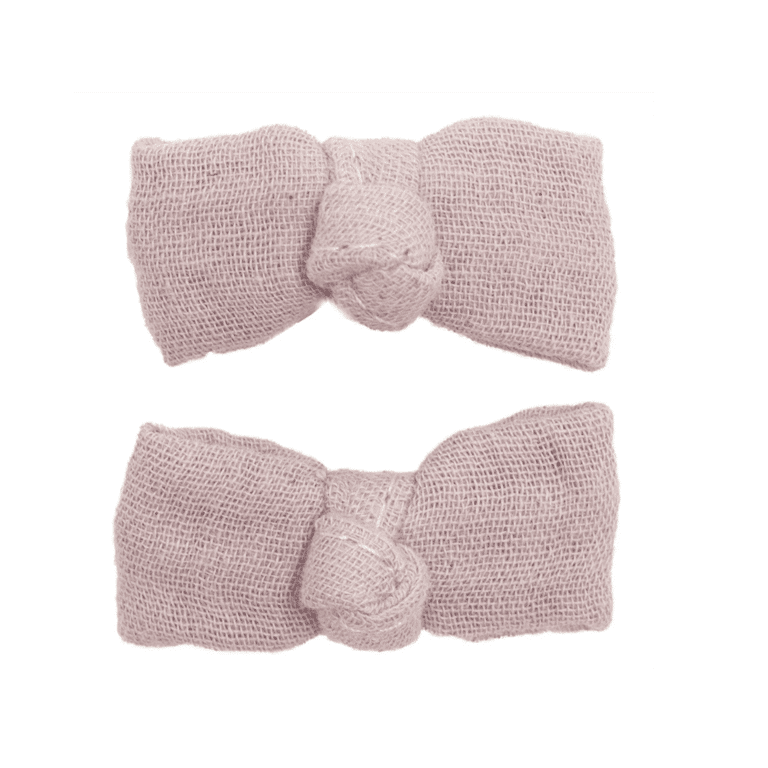 lot de 2 barrettes noeud en gaze pétale sur fond blanc