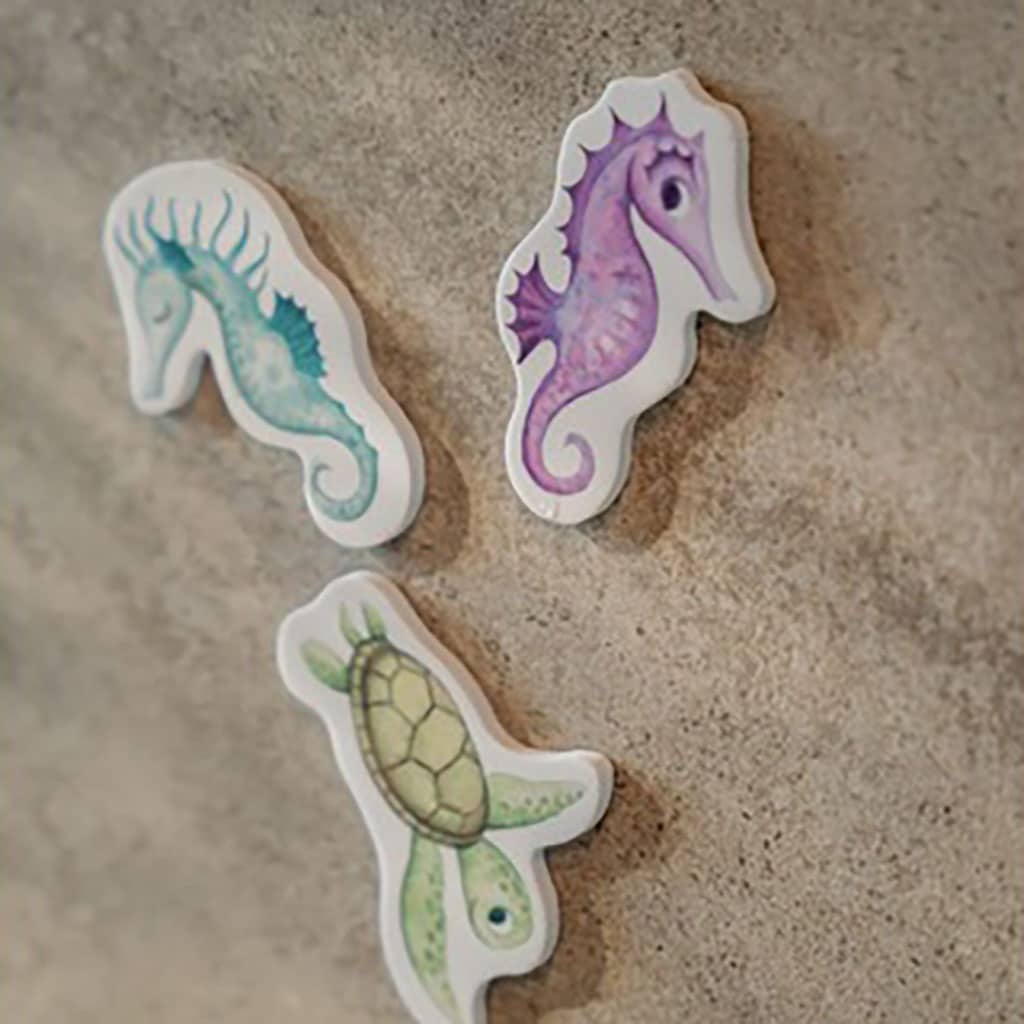 jeu de bain en mousse animaux de la mer filibabba détail figurines