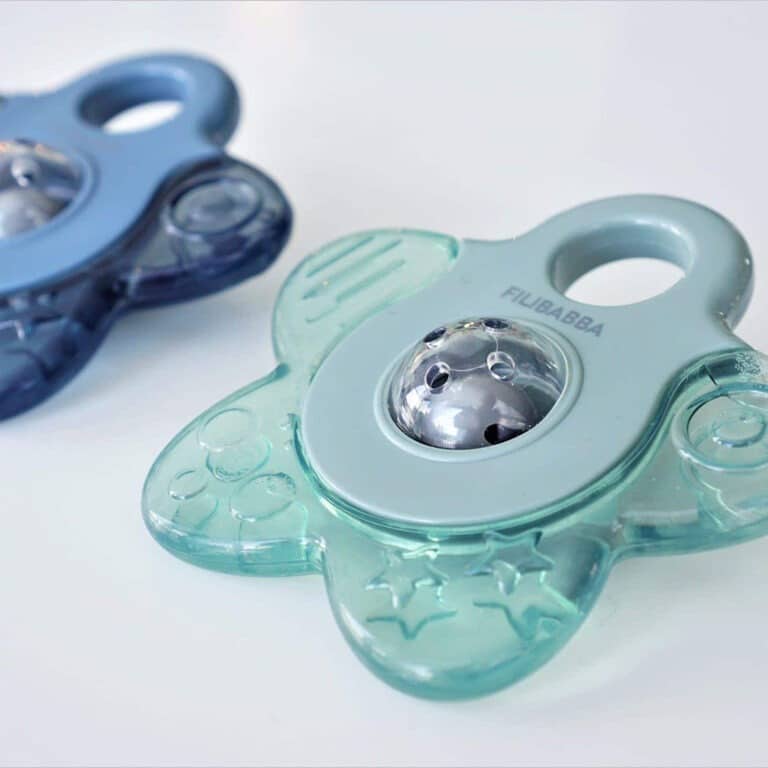 lot de 2 anneaux de dentition réfrigérants étoile bleu filibabba photo anneaux bleu et menthe