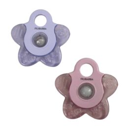 lot de 2 anneaux de dentition réfrigérants étoile rose sur fond blanc