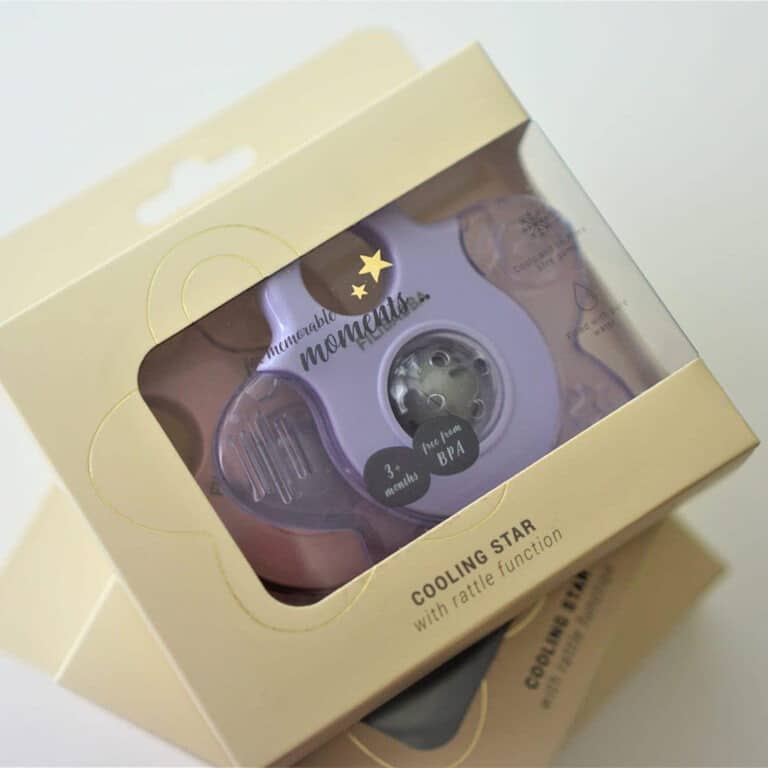 lot de 2 anneaux de dentition réfrigérants étoile rose filababba détail boîte