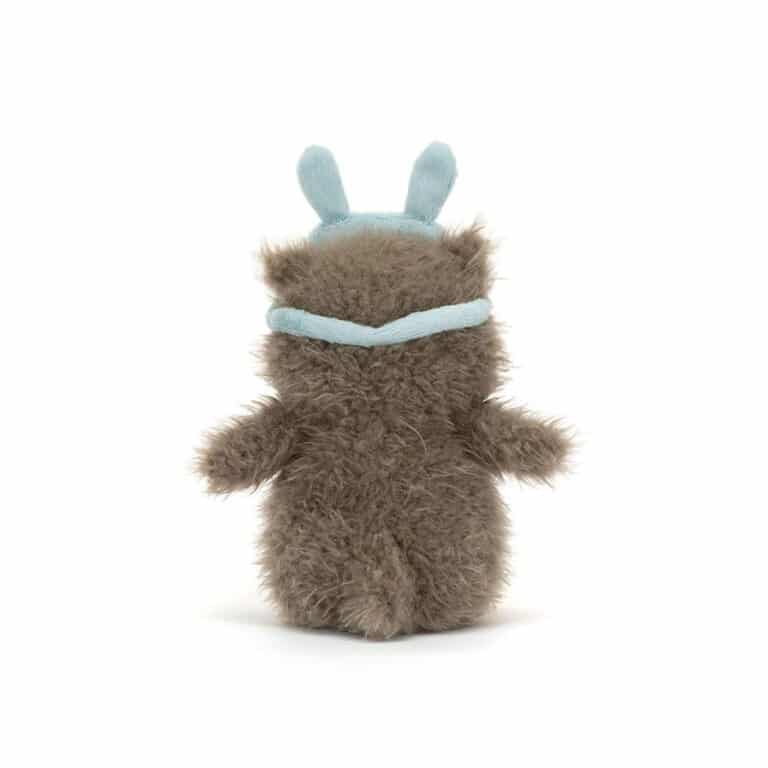 Audrey le hibou Jellycat, vue de derrière sur fond blanc