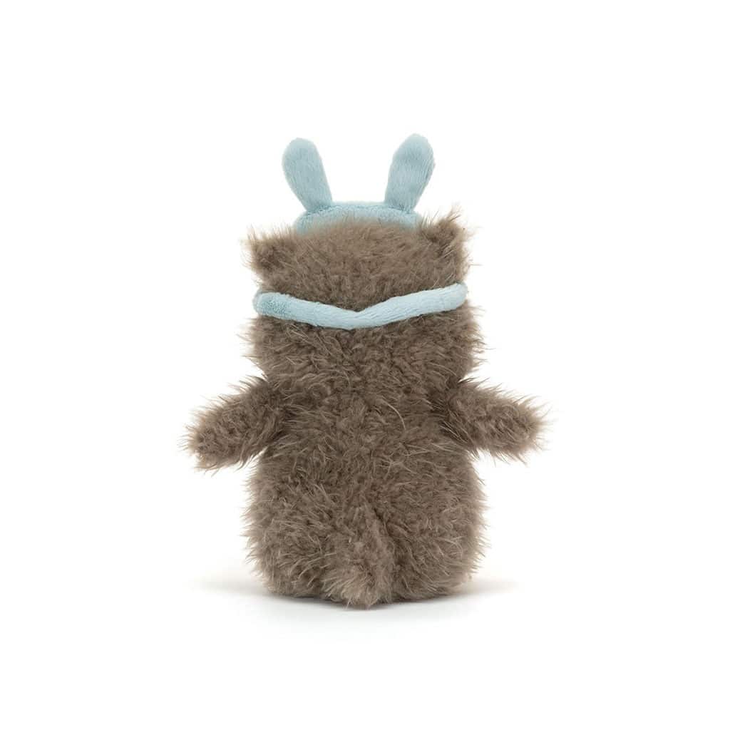 Audrey le hibou Jellycat, vue de derrière sur fond blanc
