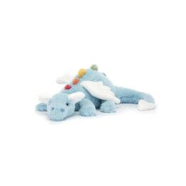 Sky le dragon Jellycat, vue de face sur fond blanc