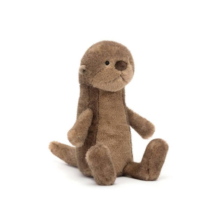 un doudou brooke la loutre Jellycat, vue de face sur fond blanc