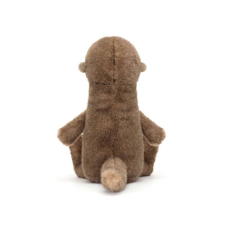 un doudou brooke la loutre Jellycat, vue de derrière sur fond blanc