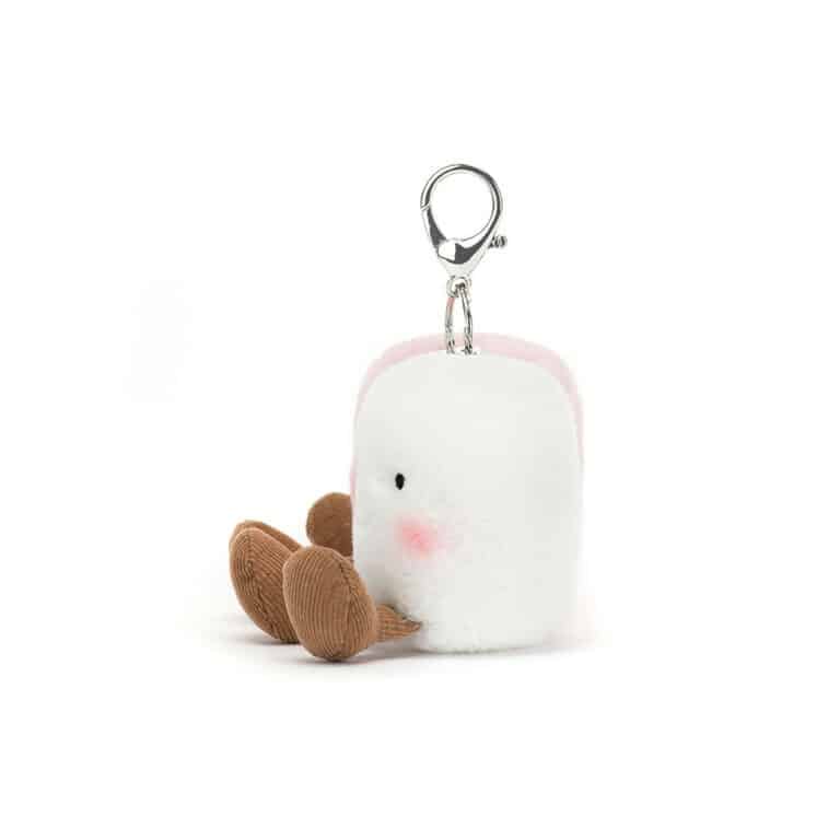 un porte-clé guimauves Jellycat, vue de côté sur fond blanc