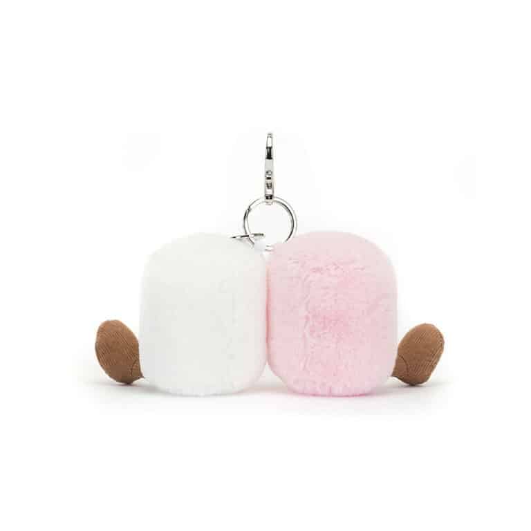 un porte-clé guimauves Jellycat, vue de derrière sur fond blanc