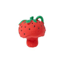 un anneau de dentition chewy fraise Oli&Carol, vue de côté sur fond blanc