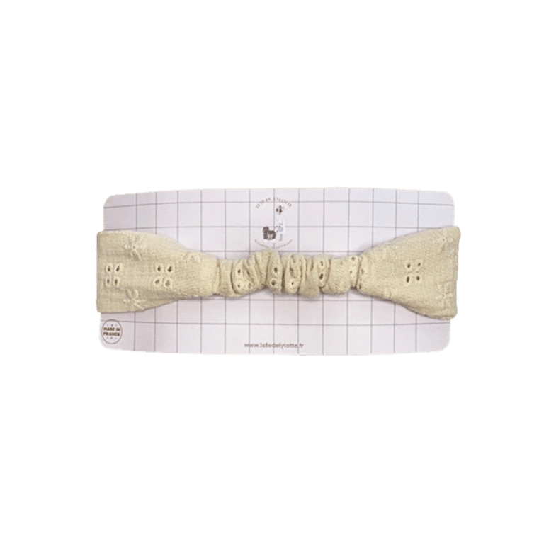 Bandeau nouer broderie beige tête de lylotte