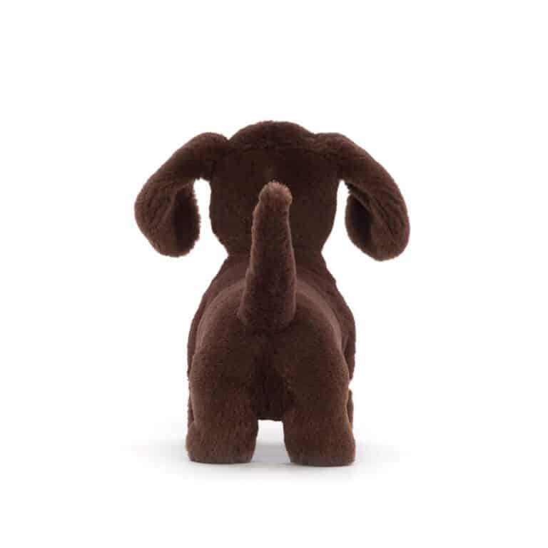 doudou chien saucisse otto small jellycat vue de dos sur fond blanc